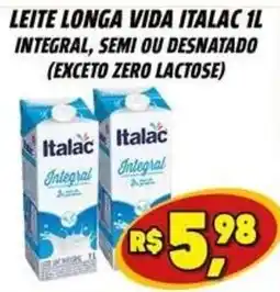 Zattão Supermercado Leite longa vida italac 1l integral, semi ou desnatado oferta