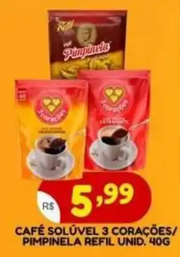 Bramil Supermercados Café solúvel 3 corações/ pimpinela refil unid. oferta