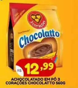 Bramil Supermercados Achocolatado em pó 3 corações chocolatto oferta