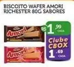 CenterBox Biscoito wafer amori richester 80g sabores oferta