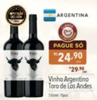 Supermercados Condor Vinho Argentino Toro de Los Andes oferta