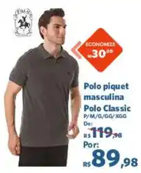 Sam's Club Polo piquet masculina oferta