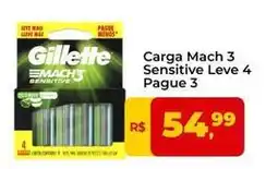 Tonin Superatacado Gillette - carga mach 3 sensitive leve 4 pague 3 oferta