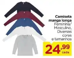 Carrefour Camiseta manga longa Feminina/ Masculina, Diversas cores e tamanhos oferta