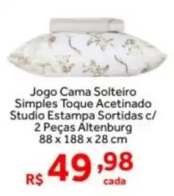 Shibata Supermercados Jogo Cama Solteiro Simples Toque Acetinado Studio Estampa Sortidas c/ 2 Peças Altenburg oferta