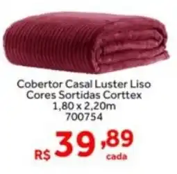 Shibata Supermercados Cobertor Casal Luster Liso Cores Sortidas Corttex oferta