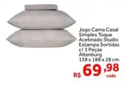 Shibata Supermercados Jogo Cama Casal Simples Toque Acetinado Studio Estampa Sortidas c/ 3 Peças Altenburg oferta