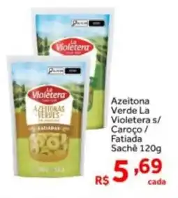 Shibata Supermercados Azeitona Verde La Violetera s/ Caroço/ Fatiada Sachê oferta
