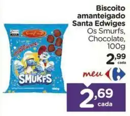 Carrefour Biscoito amanteigado santa edwiges os smurfs, chocolate oferta