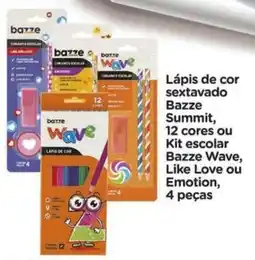 Carrefour Lápis de cor sextavado Bazze Summit, 12 cores ou Kit escolar Bazze Wave, Like Love ou Emotion oferta