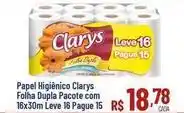 Max Atacadista Clarys - papel higiênico folha dupla pacote com 16x30m leve 16 pague 15 oferta