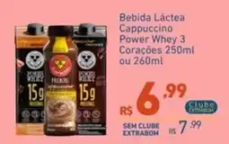 Extrabom Supermercados Bebida Láctea Cappuccino Power Whey 3 Corações oferta