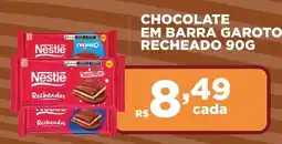 Bahamas Supermercados Chocolate em barra garoto recheado oferta