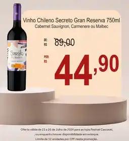 Festval Vinho Chileno Secreto Gran Reserva oferta