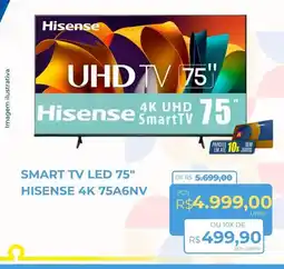 Hiper Moreira smart tv led 75" hisense 4k 75a6nv oferta