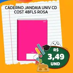Super Vi Supermercados caderno jandaia univ cd cost 48fls rosa oferta