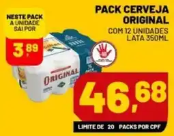 Supermercado Cubatao Pack cerveja original oferta