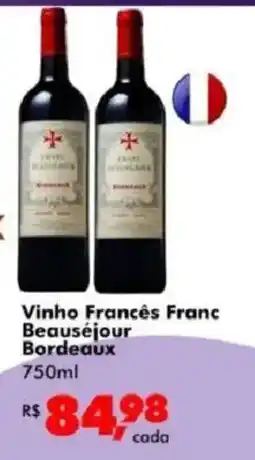 Big Box Vinho Francês Franc Beauséjour Bordeaux oferta