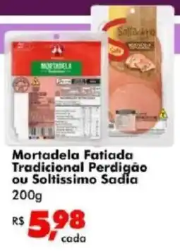 Big Box Mortadela Fatiada Tradicional Perdigão ou Soltíssimo Sadia oferta