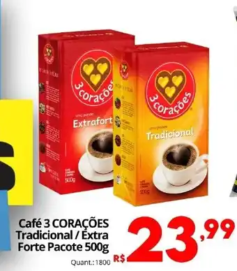 Althoff Supermercados Café 3 corações tradicional / extra forte oferta