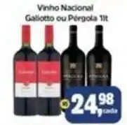 Sj Supermercados Vinho Nacional Gallioto ou Pêrgola 1lt oferta