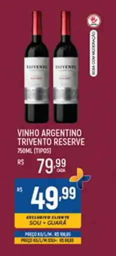 Supermercado Guará vinho argentino trivento reserve oferta