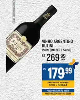 Supermercado Guará vinho argentino rutini oferta