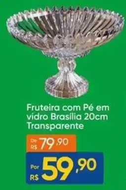 Atacado Vem Fruteira com Pé em vidro Brasília transparente oferta
