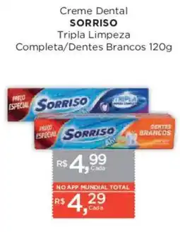 Supermercados Mundial Creme dental sorriso tripla limpeza completa/dentes brancos oferta