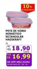 Assaí Atacadista Hauskraft - pote de vidro hermetico retangular oferta
