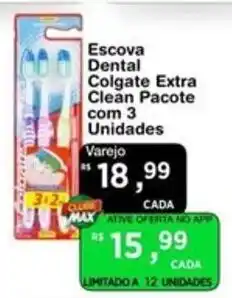 Max Atacadista Escova Dental Colgate Extra Clean Pacote com 3 Unidades oferta