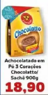 Supermercados Tauste Achocolatado em Pó 3 Corações Chocolatto oferta