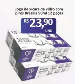 Paulistão Supermercados Jogo de xicara de vidro com pires Brazilia oferta