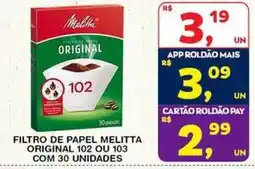 Roldão Filtro de papel melitta original 102 ou 103 oferta