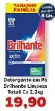 Supermercados Tauste Detergente em Pó Brilhante Limpeza Total oferta