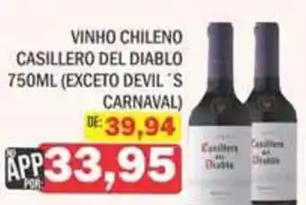 Supermercados Mendonça vinho chileno casillero del diablo oferta