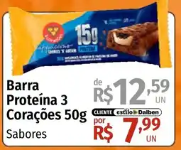 Supermercado Dalben Barra Proteína 3 Corações 50g oferta