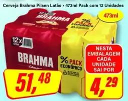 Rede Supermarket Cerveja Brahma Pilsen Latão - 473ml Pack com 12 Unidades oferta