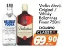 Delta Supermercados Vodka Absolut Original / Whisky Ballantine's Finest oferta
