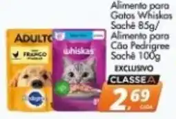 Delta Supermercados Alimento para Gatos Whiskas Sachê 85g/ Alimento para Cão Pedigree Sachê 100g oferta