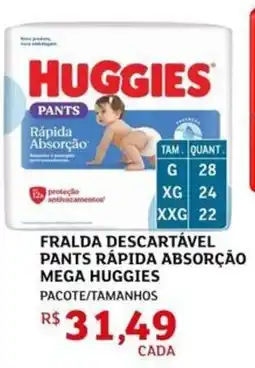 Assaí Atacadista Fralda descartável pants rápida absorção mega huggies oferta