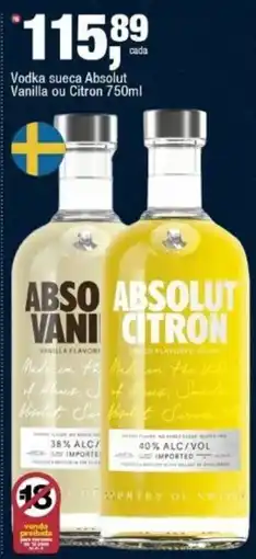 Frangolândia Vodka sueca absolut vanilla ou citron oferta