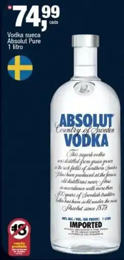 Frangolândia Vodka sueca absolut pure oferta