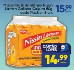 Lopes Supermercados Macarrão instantâneo nissin lâmen galinha caipira 80g oferta