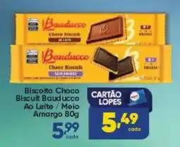 Lopes Supermercados Biscoito Choco Biscuit Bauducco Ao Leite / Meio Amargo 80g oferta