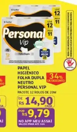 Assaí Atacadista Papel higiênico folha dupla neutro personal vip oferta