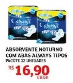 Assaí Atacadista Absorvente noturno com abas always tipos oferta