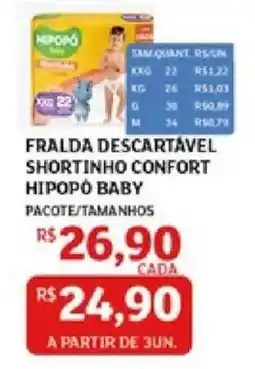 Assaí Atacadista Fralda descartável shortinho confort hipopó baby oferta