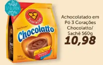 Supermercados Tauste Achocolatado em pó 3 corações chocolatto oferta