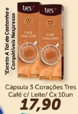 Supermercados Tauste Cápsula 3 Corações Tres Café c/ Leite oferta